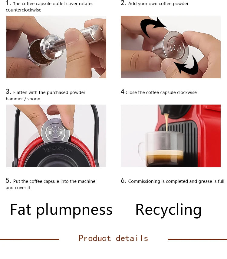 Nespresso Reusable Stainless Steel Capsule - Refillable for Inissia & Pixie