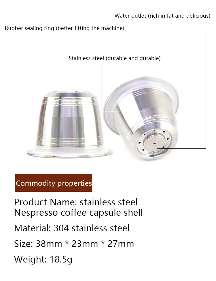 Nespresso Reusable Stainless Steel Capsule - Refillable for Inissia & Pixie