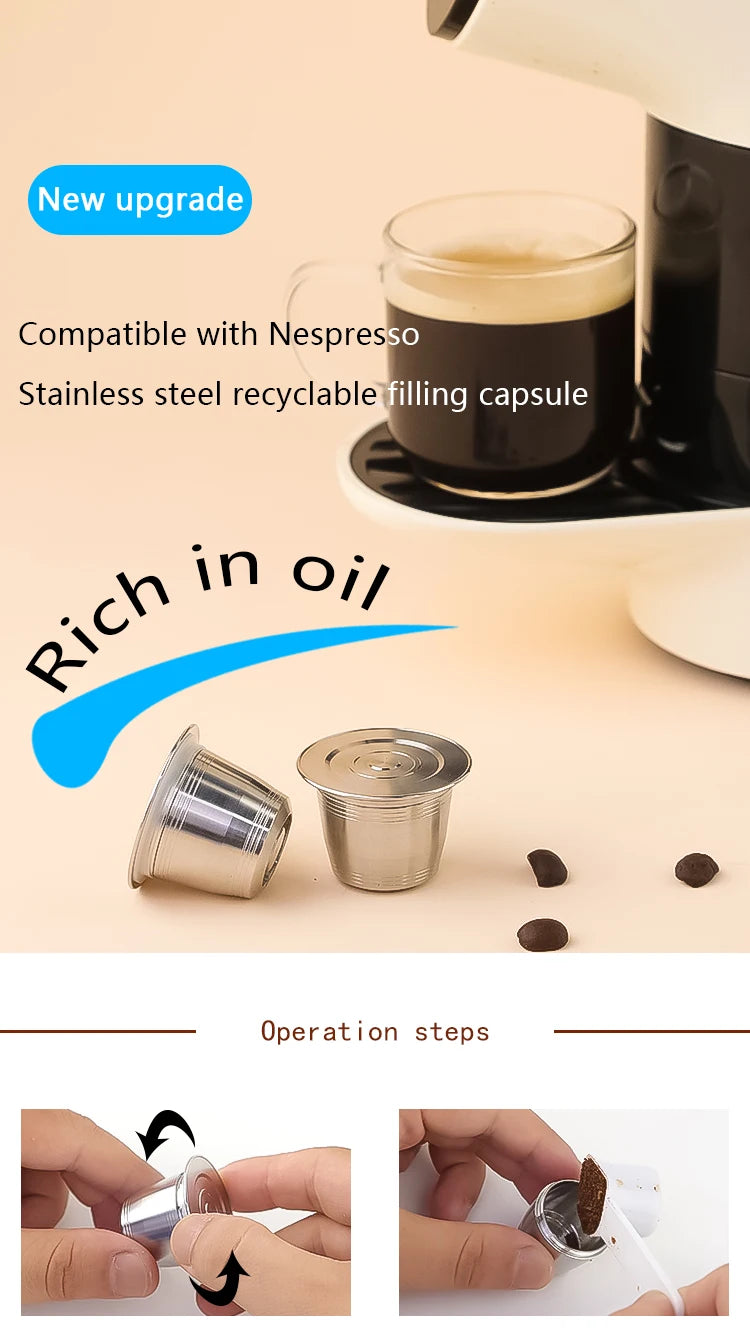 Nespresso Reusable Stainless Steel Capsule - Refillable for Inissia & Pixie